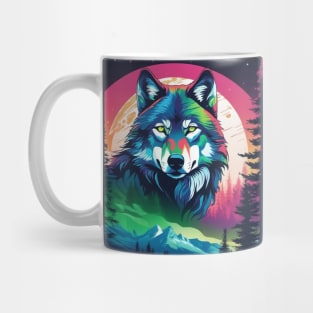 Timber Wolf in Watercolor and Charcoal Color Mug